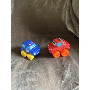 Lot Of 2 Blue Police & RedTonka Chuck & Friends Wheel Pals Soft Vehicles Hasbro